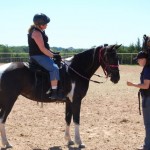 Lovely paint horse takes backpacker in stride